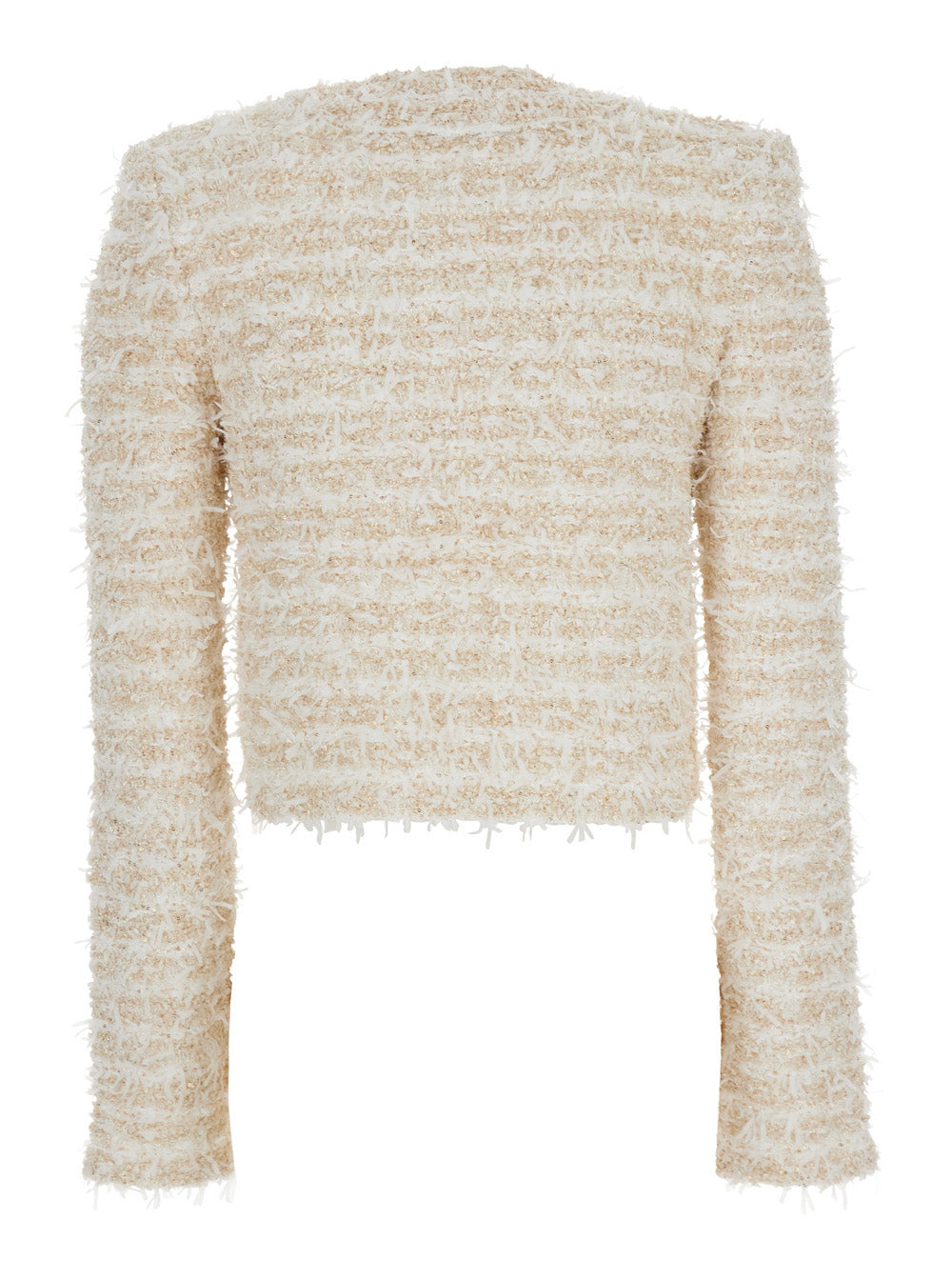 Balmain Women White Crewneck Cardigan With Jewel Buttons In Tech Fabric Woman - 2