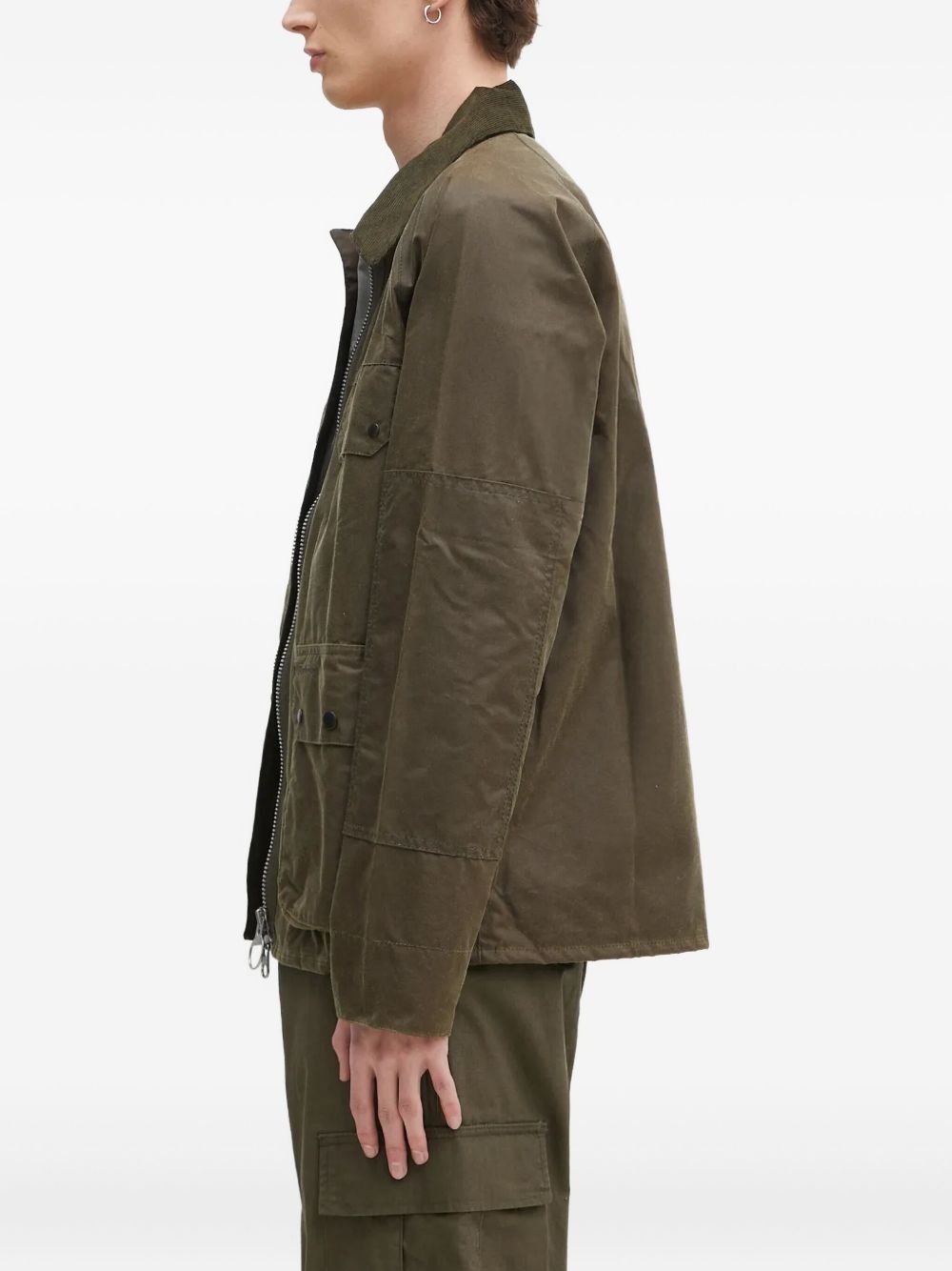 corduroy-collar waxed jacket - 3