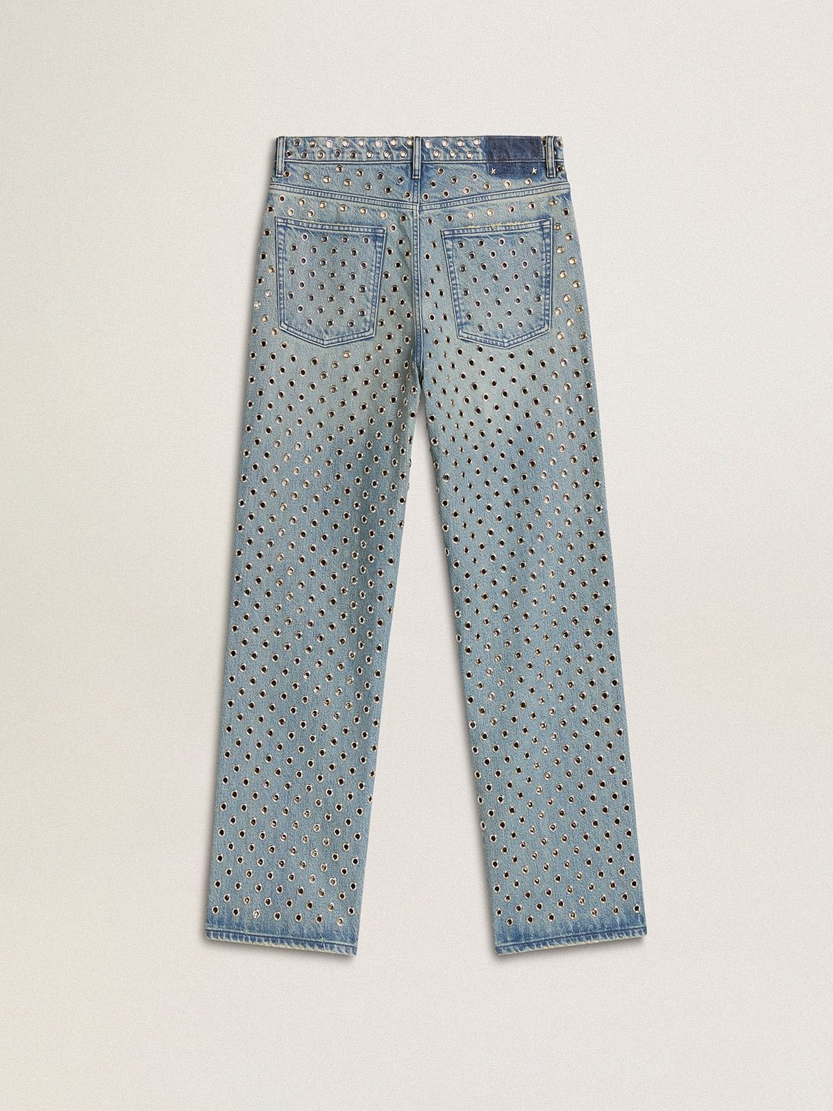 Women's washed jeans with all-over eyelets - 6