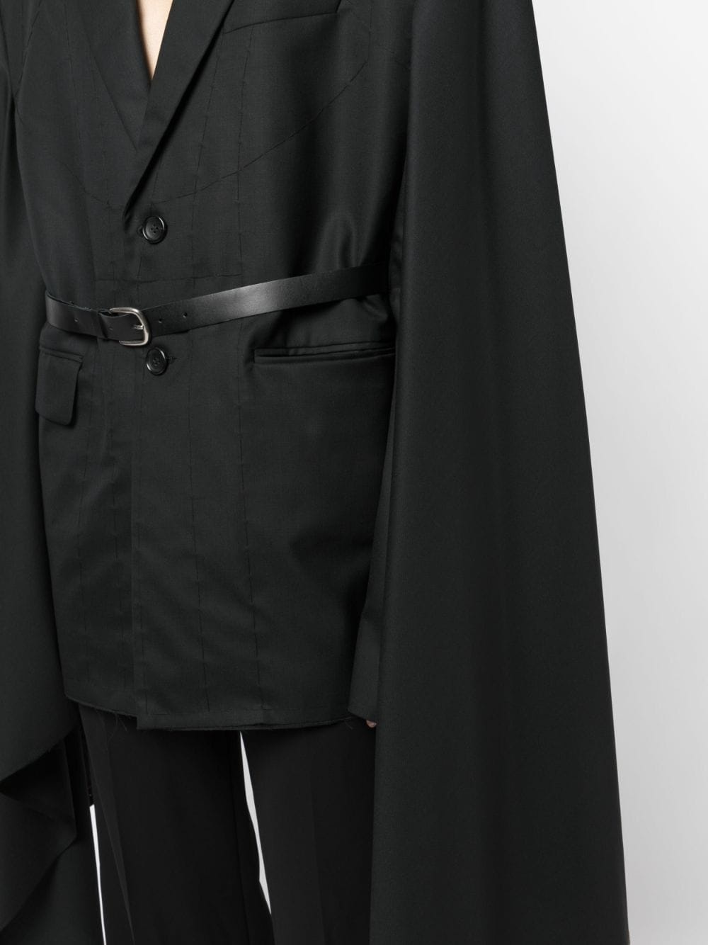 Belted wool cape blazer - 5