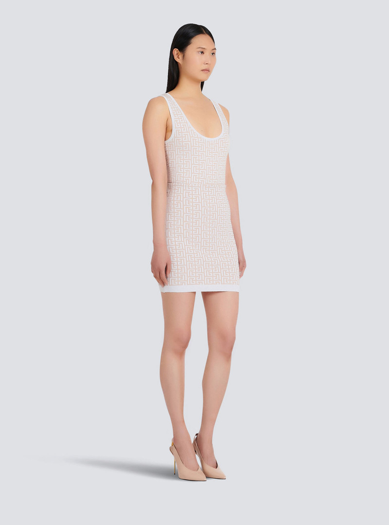 Short knit skirt with Balmain monogram 4