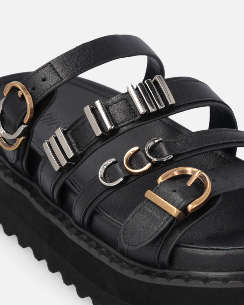 LEATHER SLIPPERS WITH WEDGE AND STRAPS 4