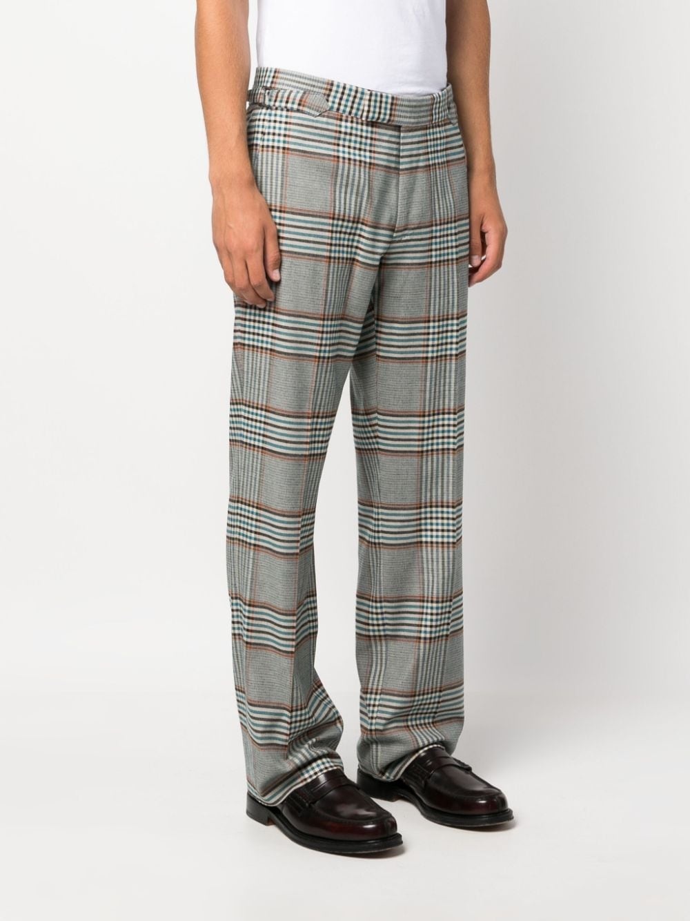 plaid-check pattern straight-leg trousers - 3
