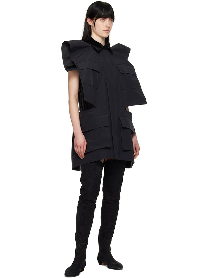 sacai Black Grosgrain & Quilted Satin Minidress outlook
