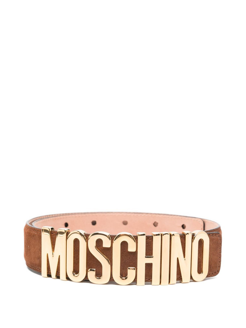 logo-plaque leather belt 1