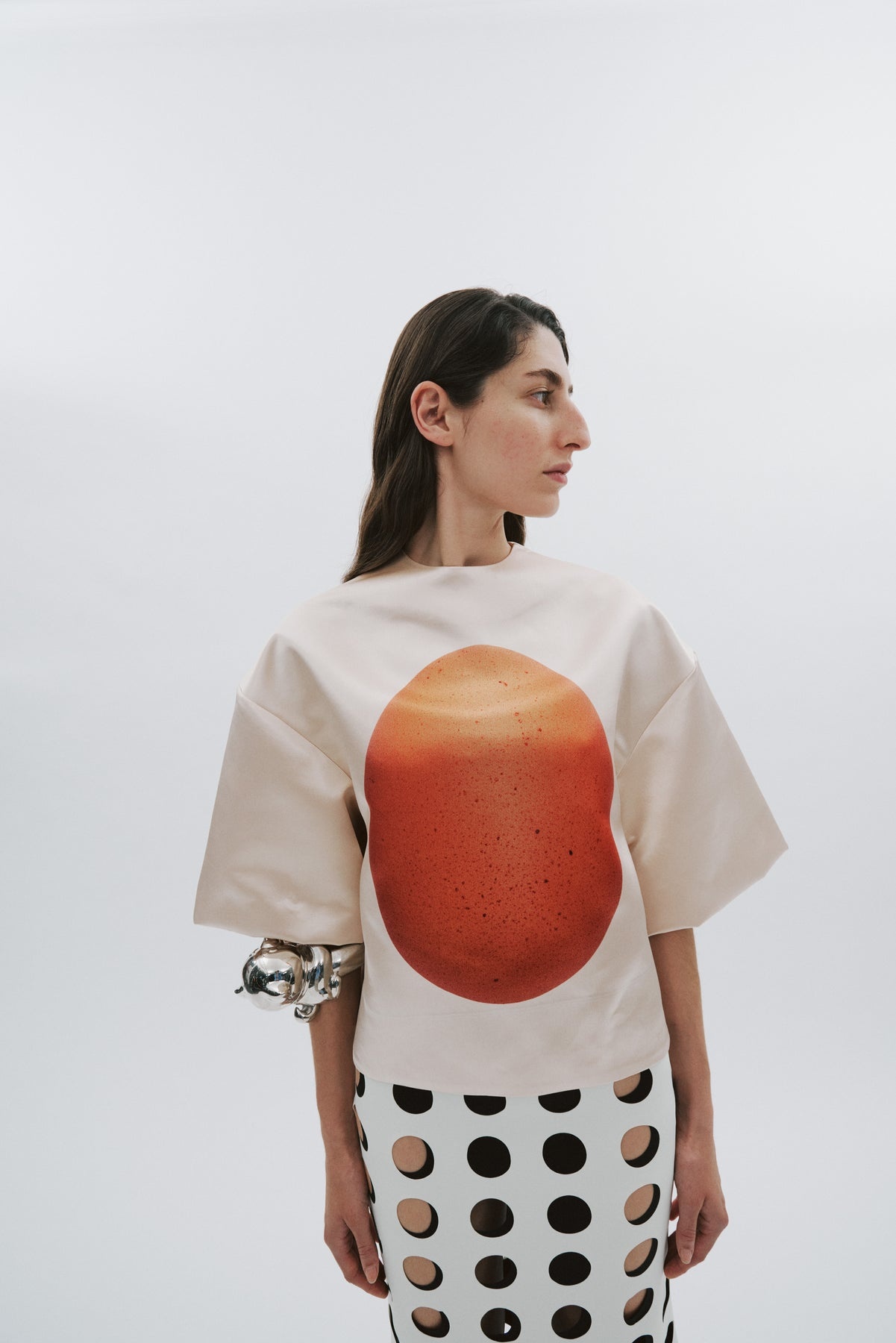 LAYERED HOLE SKIRT WHITE BLACK - 9