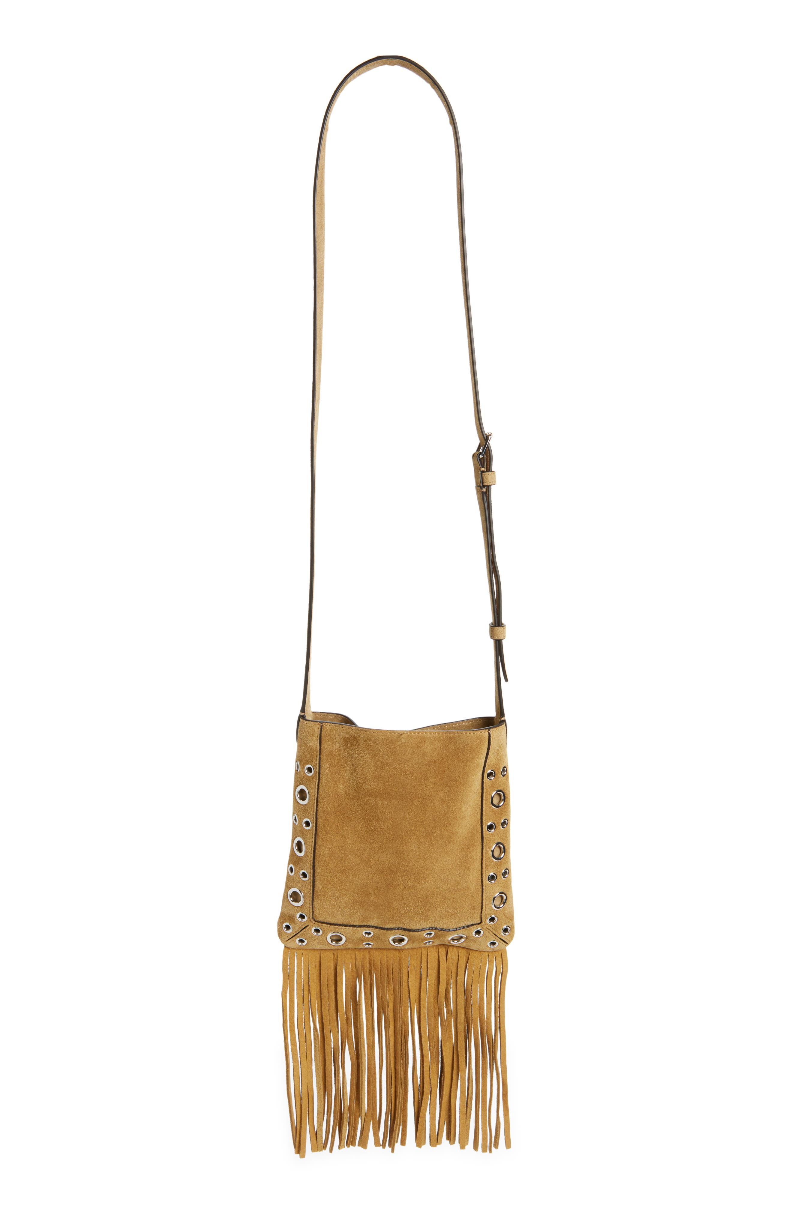 Valentino Garavani Small Nellcôte Fringed Studded Suede Crossbody Bag in Beige at Nordstrom - 2