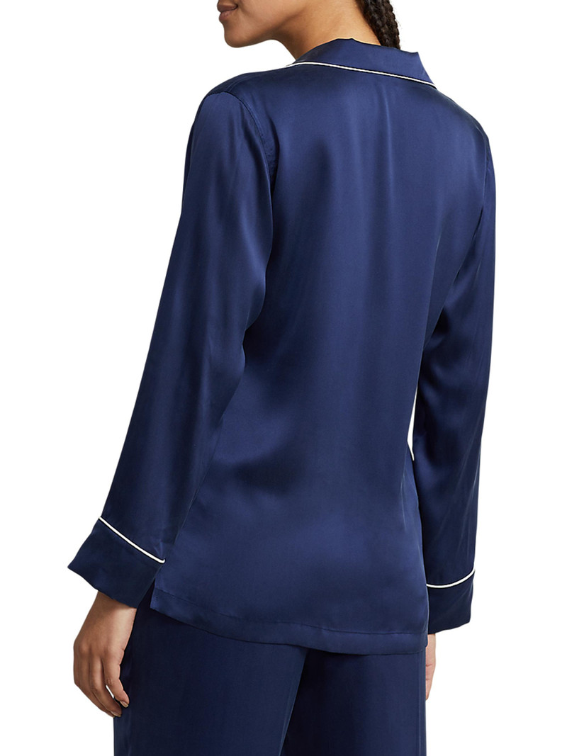 Women's Heritage Silk Laurel 2-Piece Stretch Silk Pajama Set - Navy 3