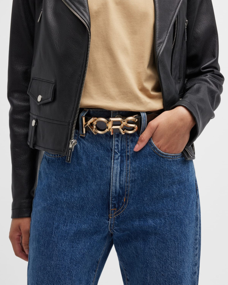 MICHAEL KORS Logo Patent Leather Belt outlook