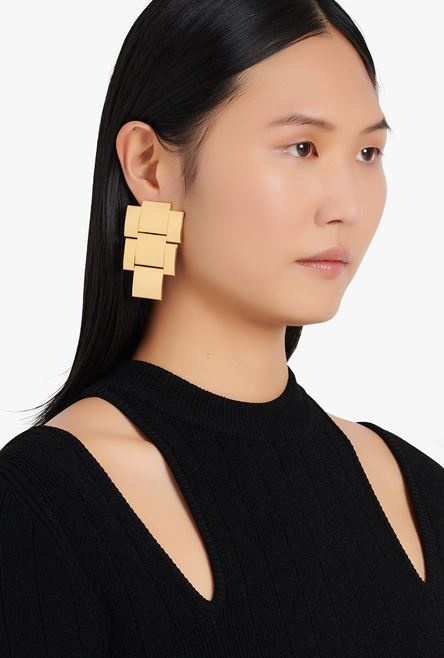 Gold-tone brass maxi chain earrings - 3