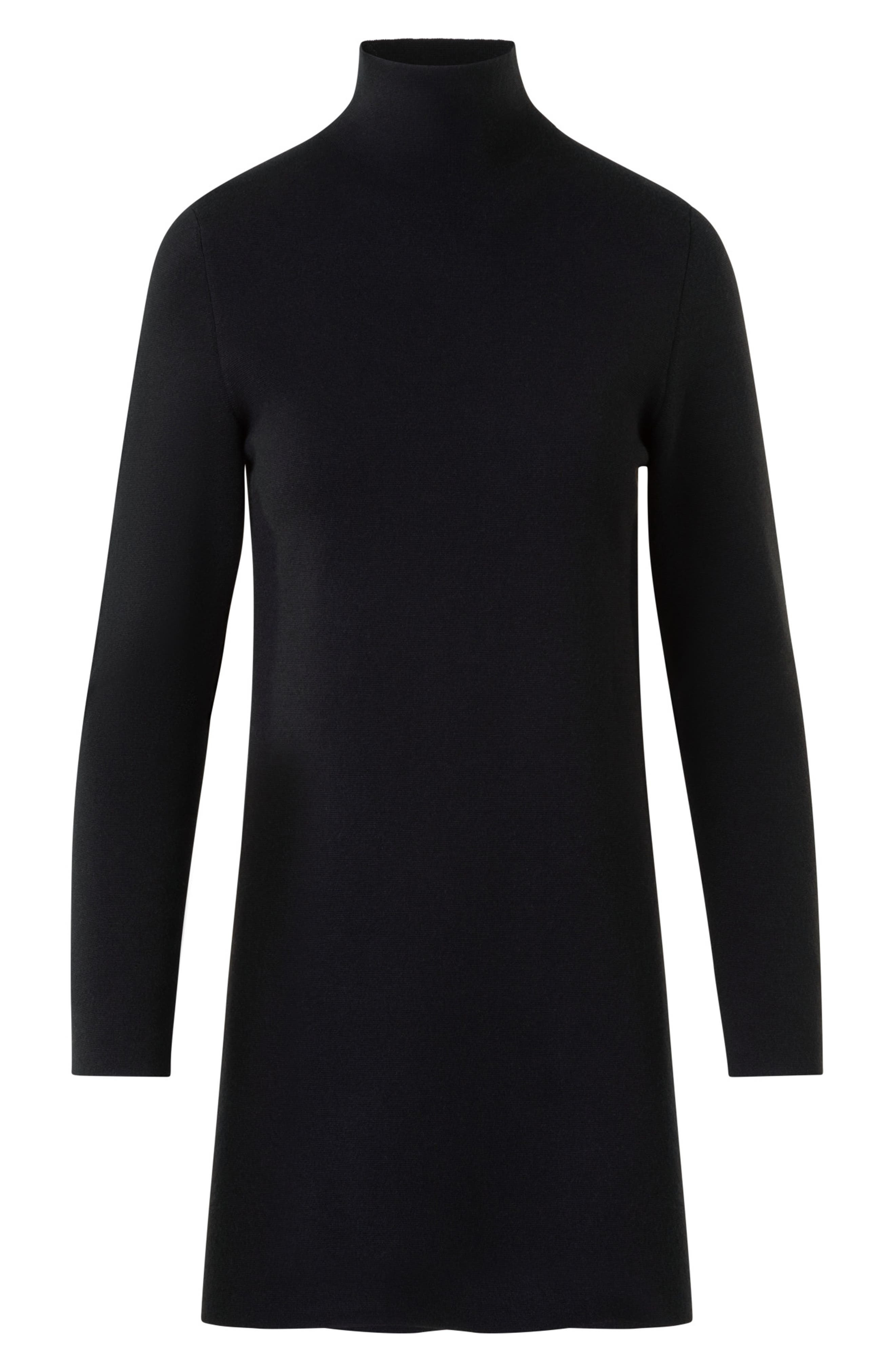 Akris Fine Gauge Cashmere & Silk Tunic Turtleneck Sweater in Black at Nordstrom - 5