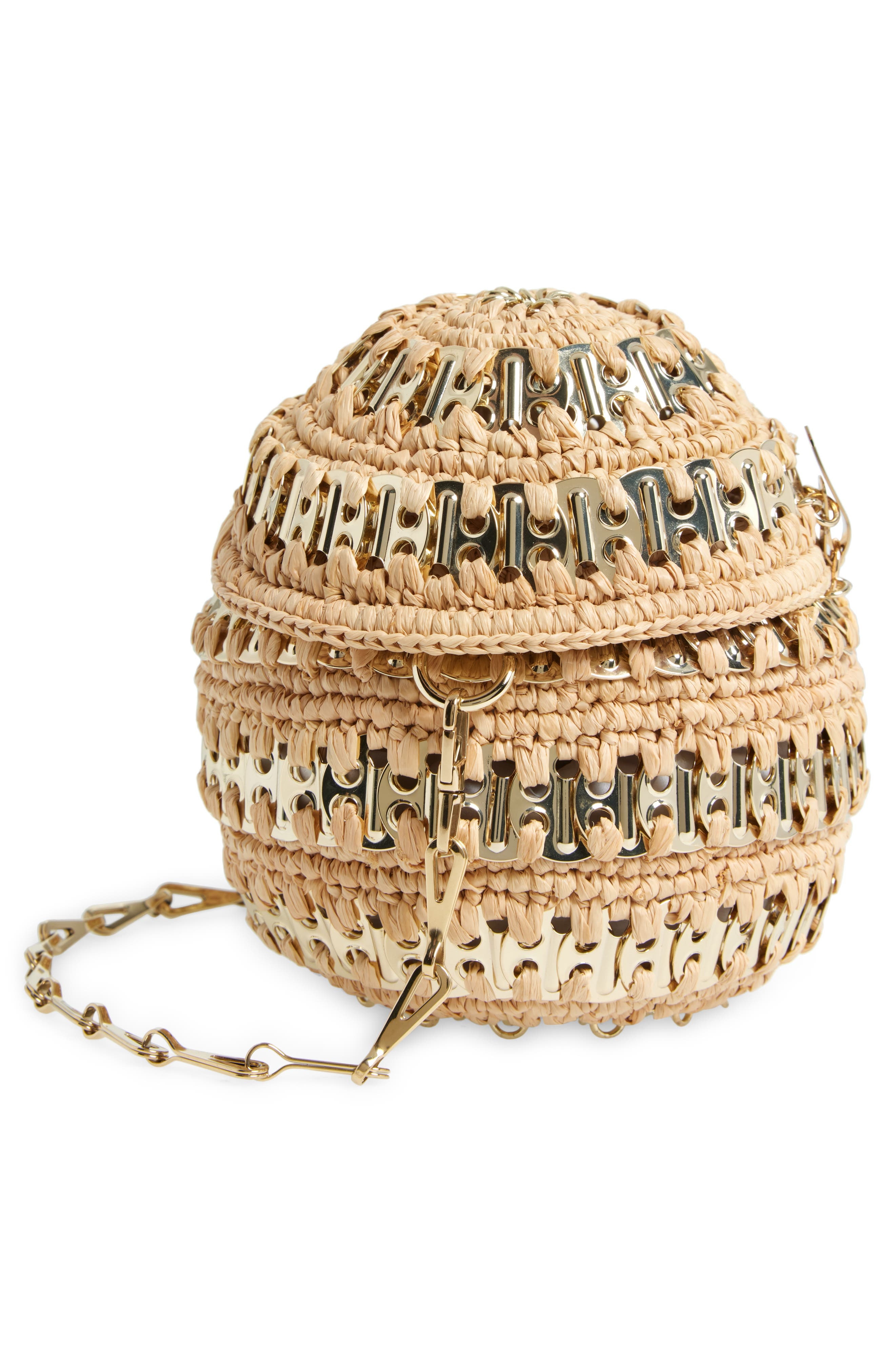 Rabanne 1969 Ball Raffia Shoulder Bag in Natural /Light Gold at Nordstrom - 5