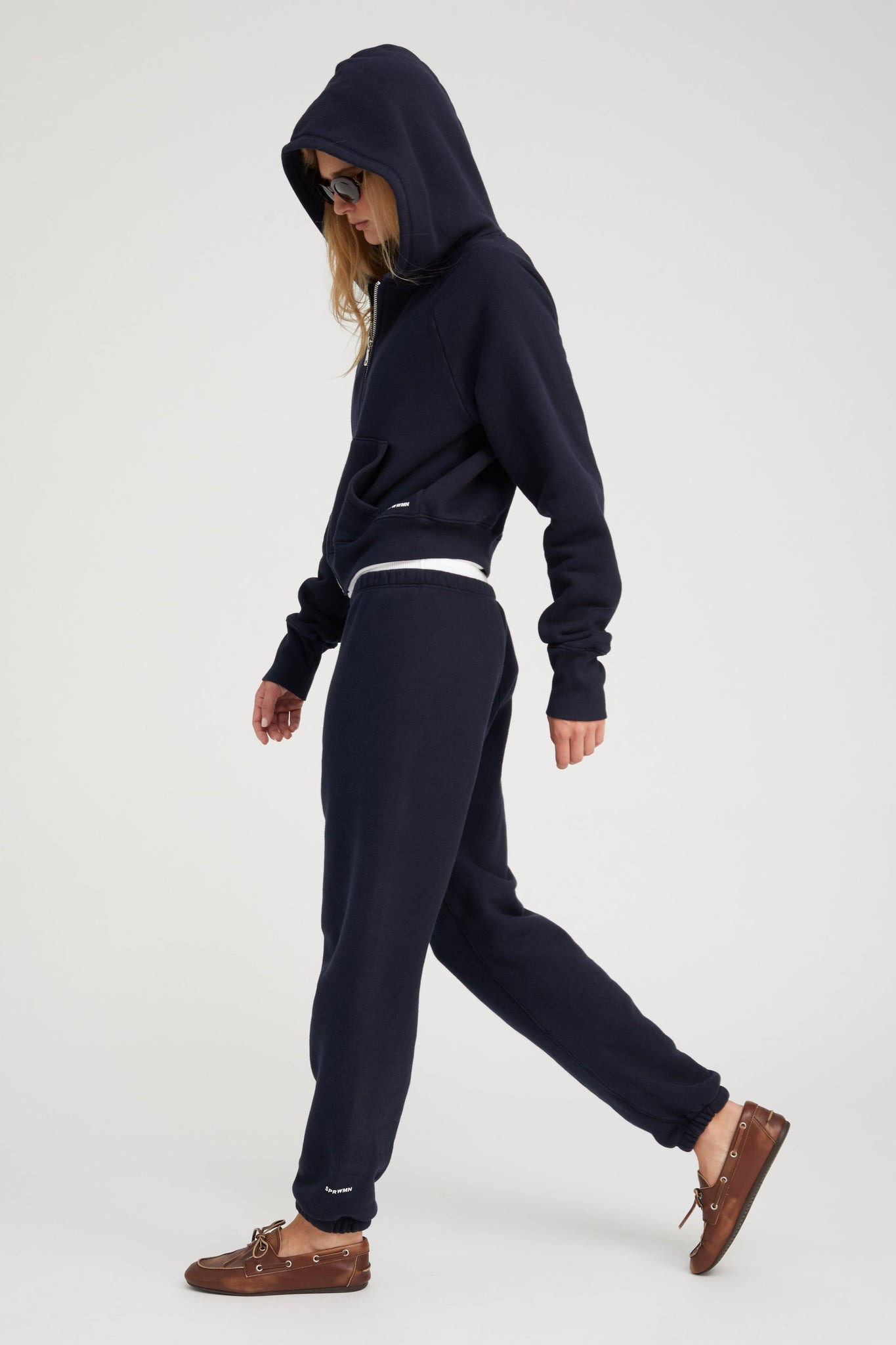 NAVY COTTON MINI LOGO SWEATPANTS - 6