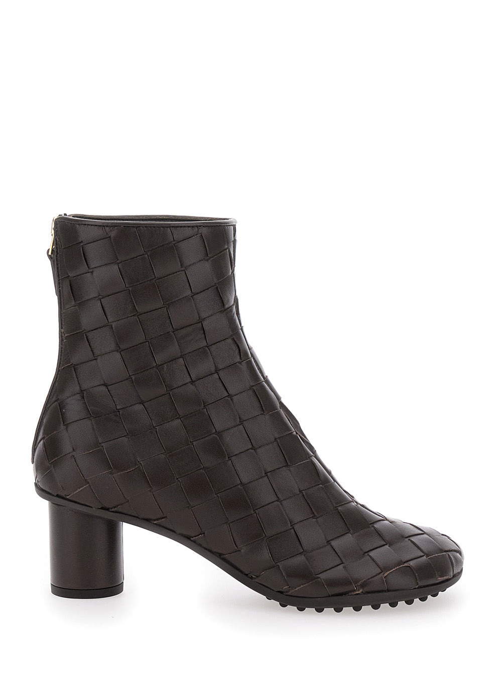 Bottega Veneta Women 'Atomic' Brown Ankle Boots With Braided Design And Kitten Heel In Leather Woman - 1