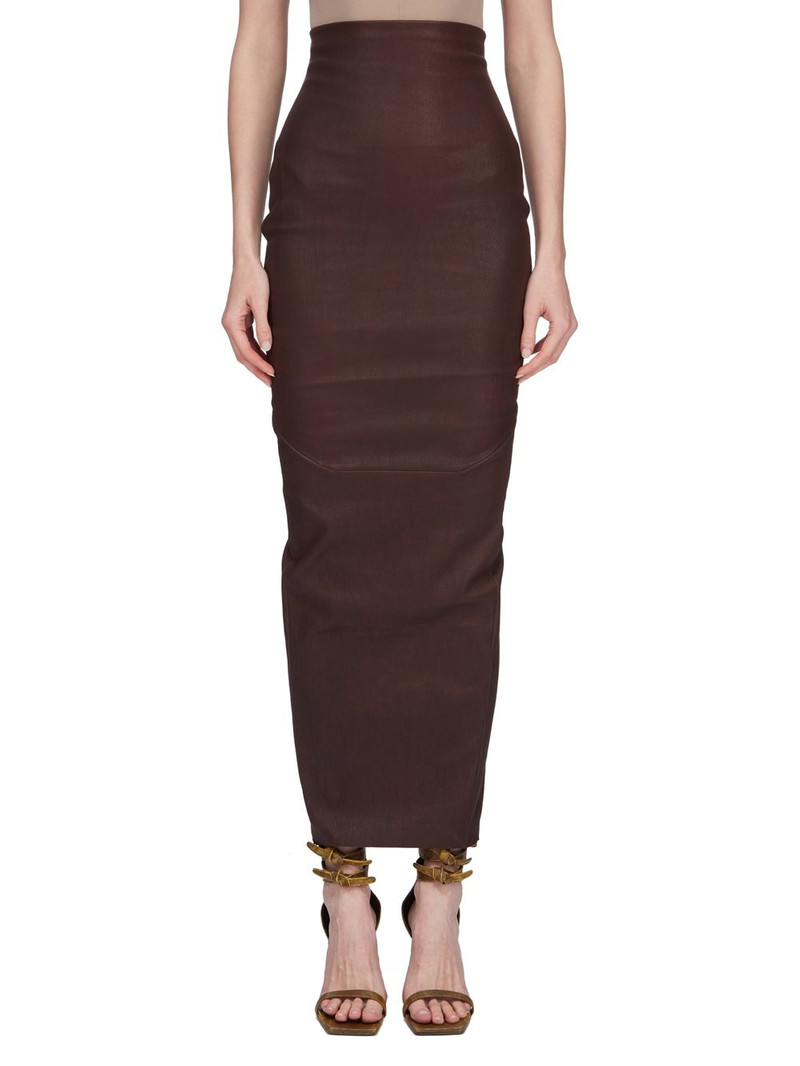 Brown Hollywood Dirt Pillar Leather Maxi Skirt 1