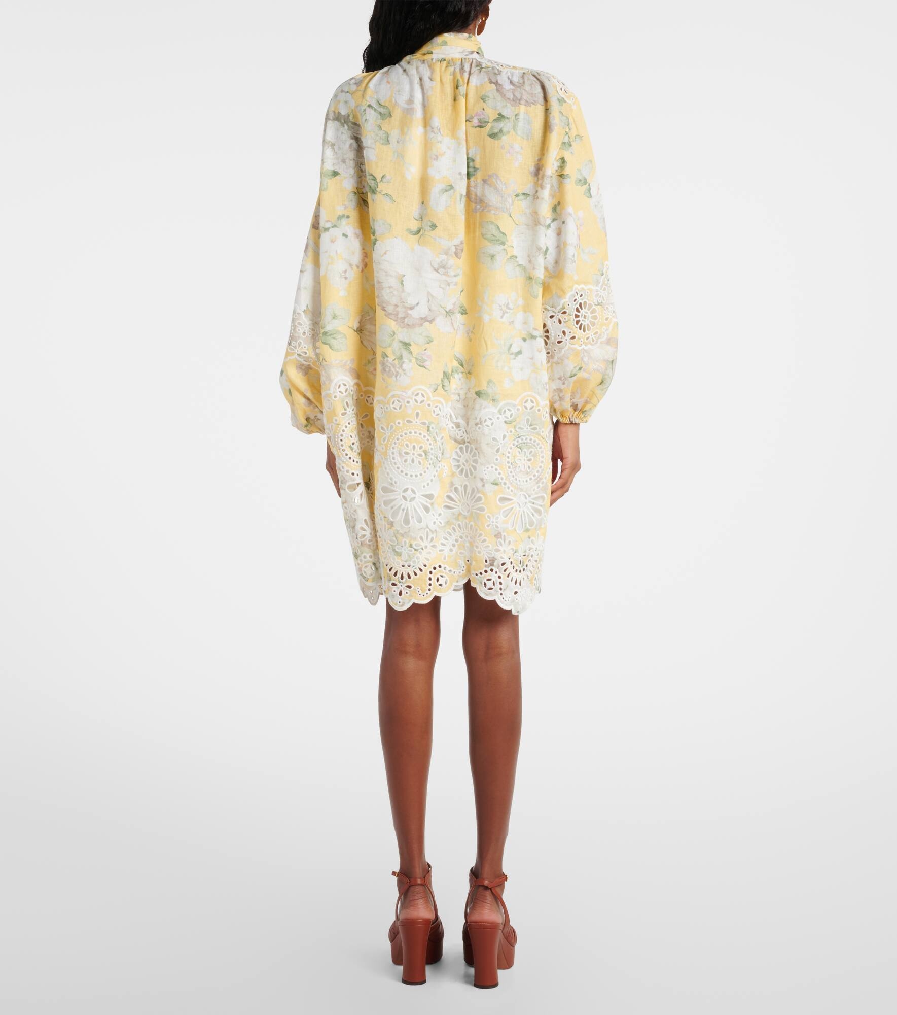 Zimmermann Acacia Broderie Tie floral linen minidress