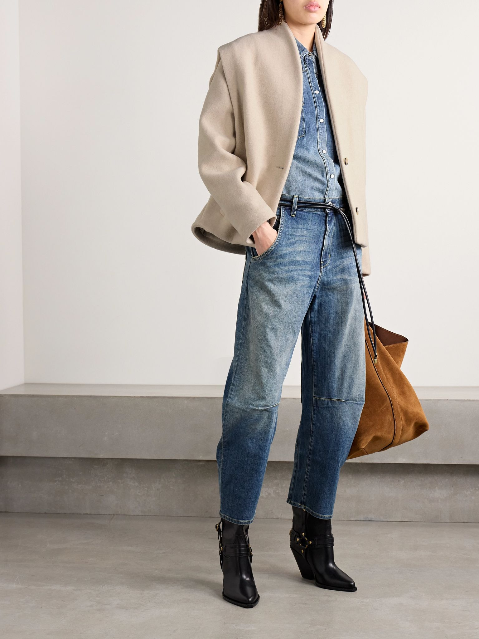 Drogo brushed recycled wool-blend jacket Beige - 2