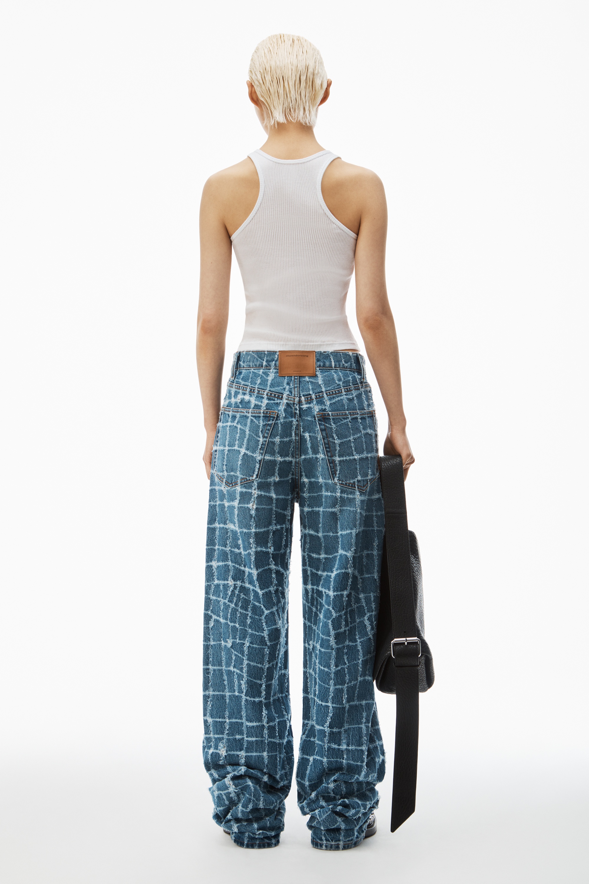 laser-distressed denim jeans - 4