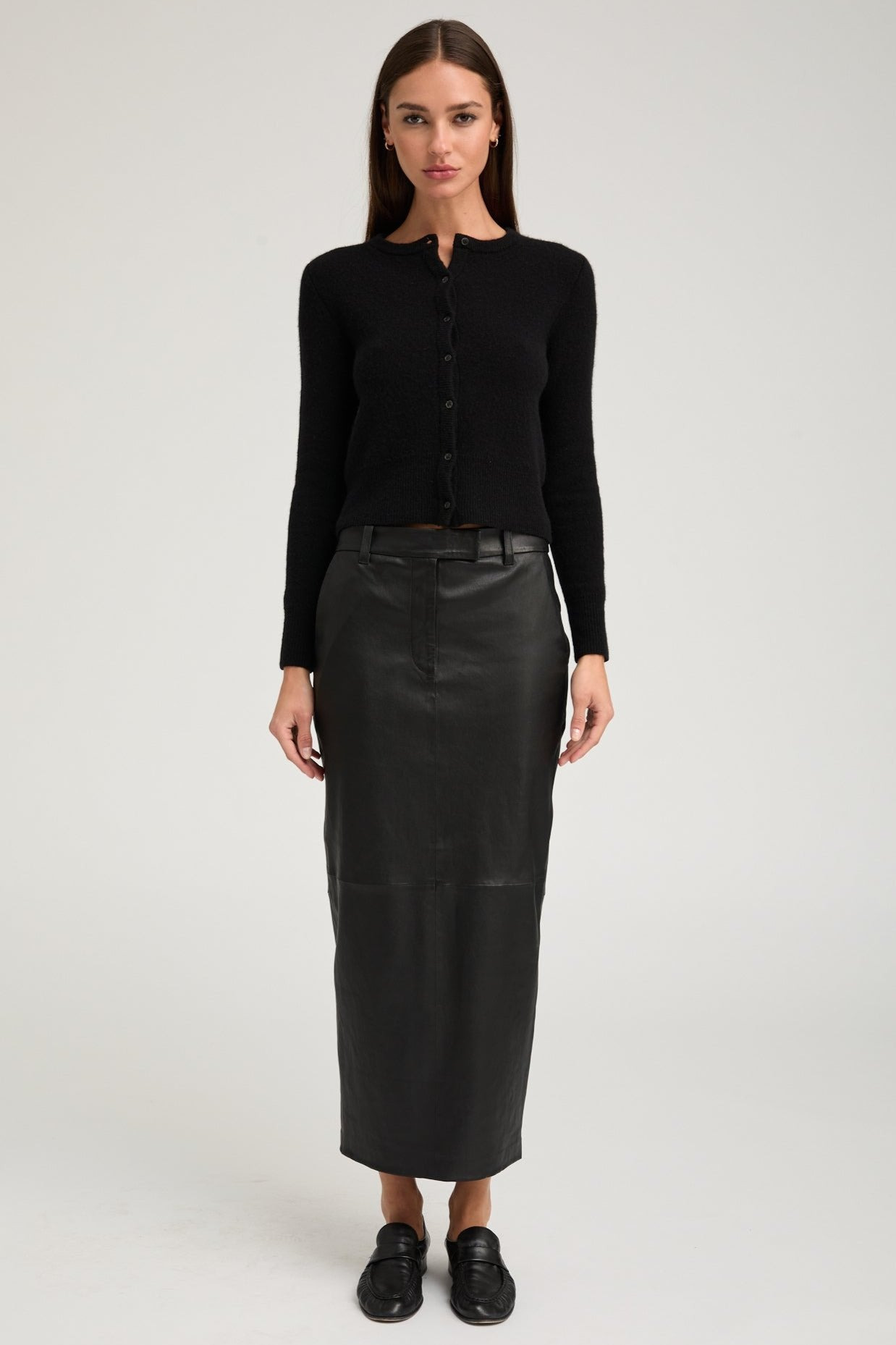 BLACK LEATHER TROUSER SKIRT - 2