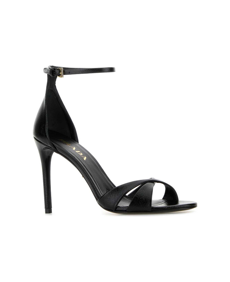 Prada Black Leather Sandals outlook