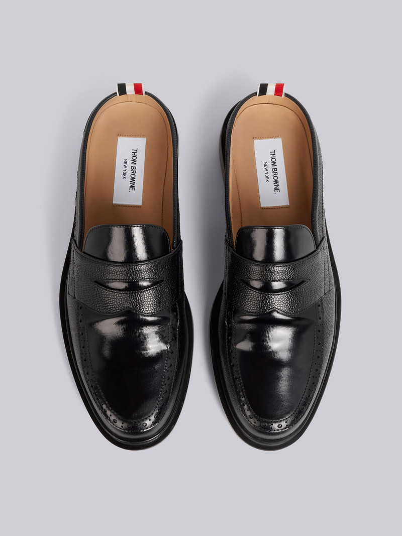 Black Pebbled Calfskin Penny Loafer Mule 4