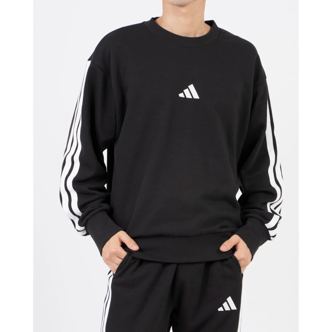 adidas Essentials 3-Stripes French Terry Sweatshirt 'Black' JE6372 - 3