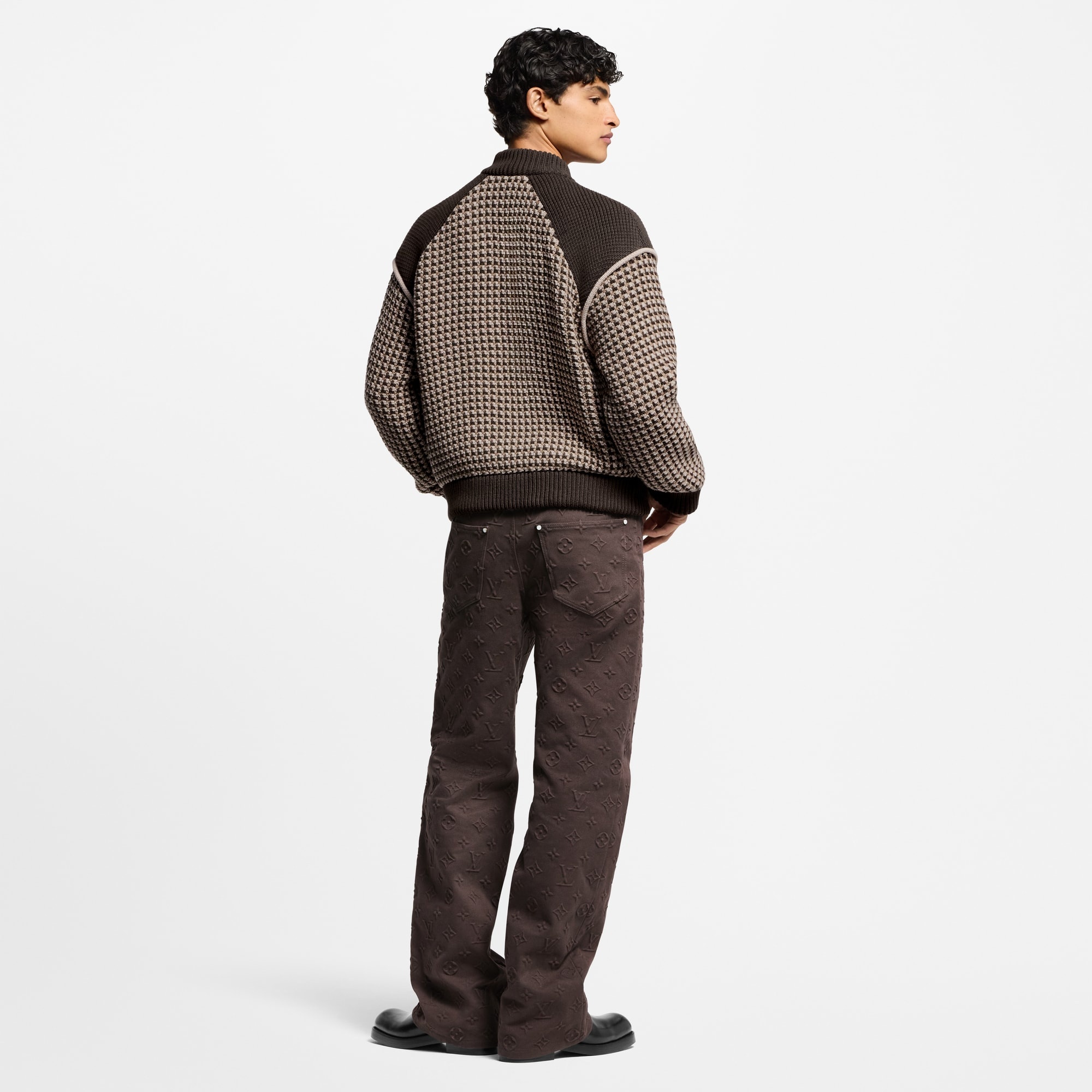 Knitted Cotton Jacquard Bomber - 3