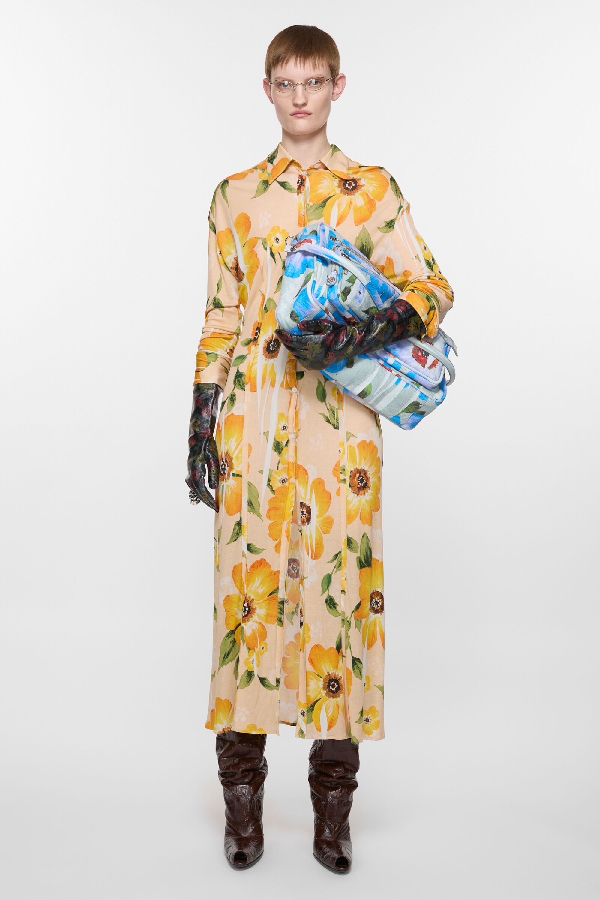 Button-up printed dress - Orange Multi - 2