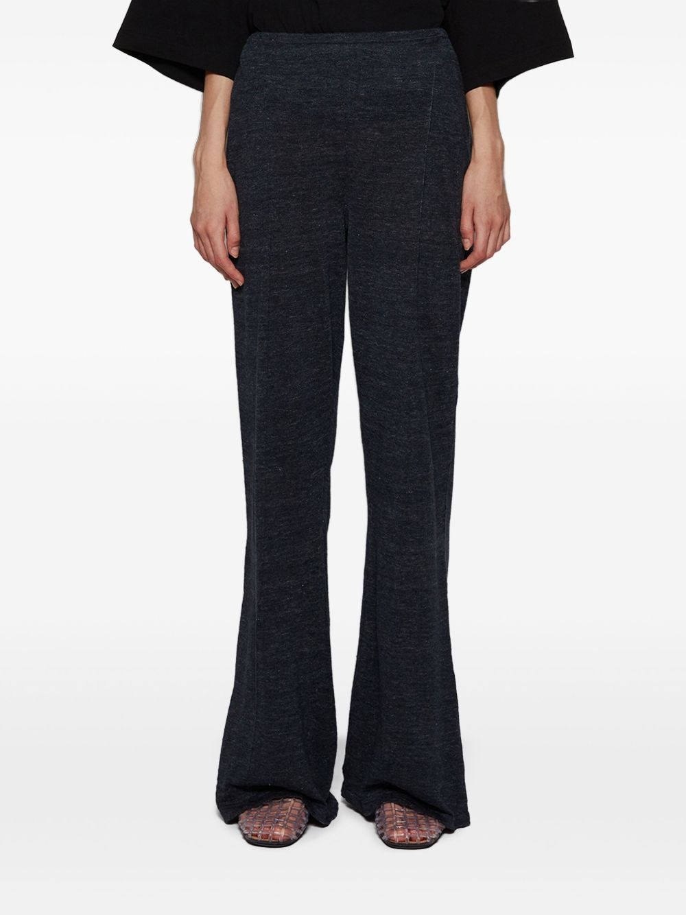 linen flared trousers - 3