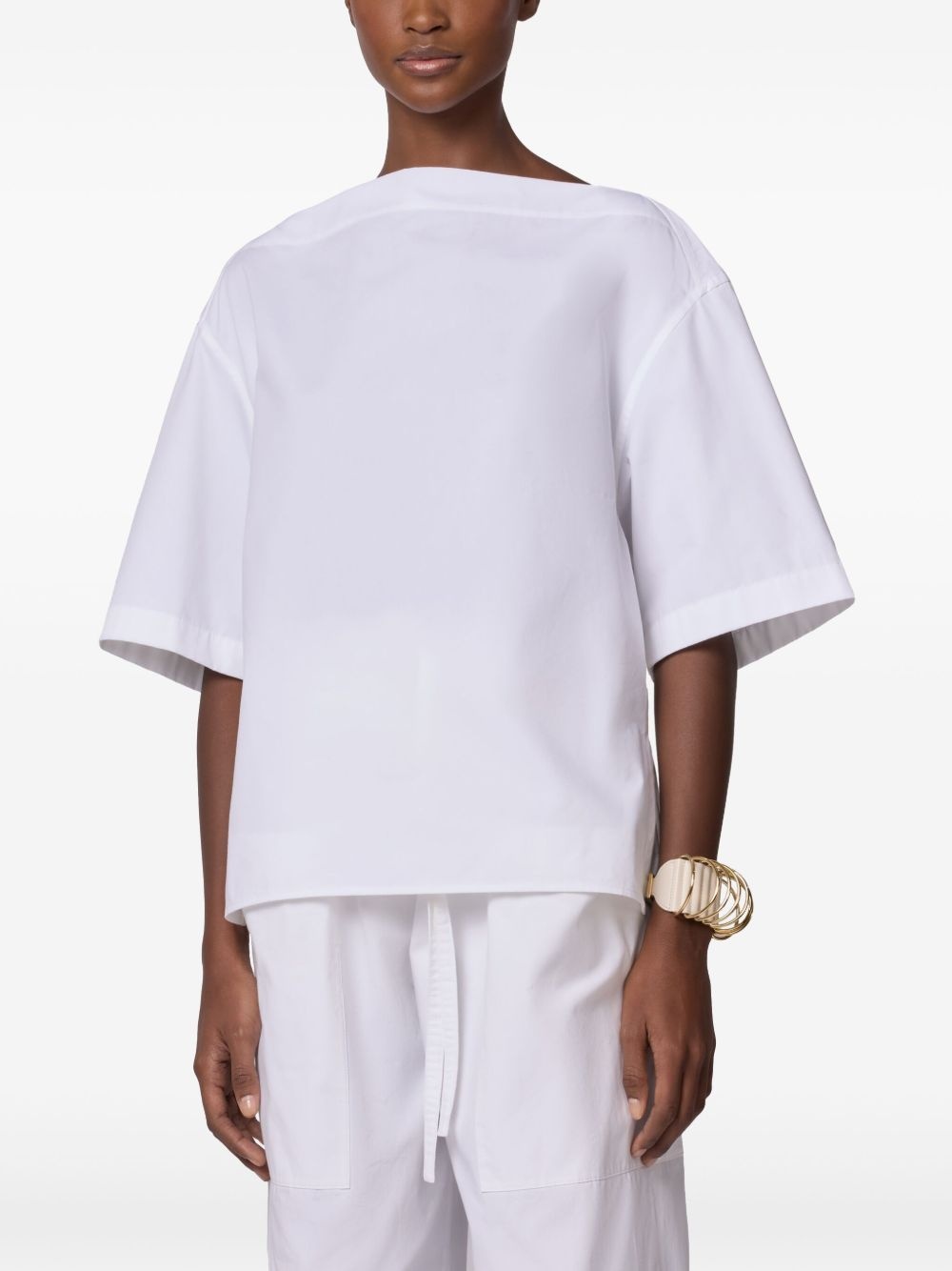 slash-neck cotton T-shirt - 3