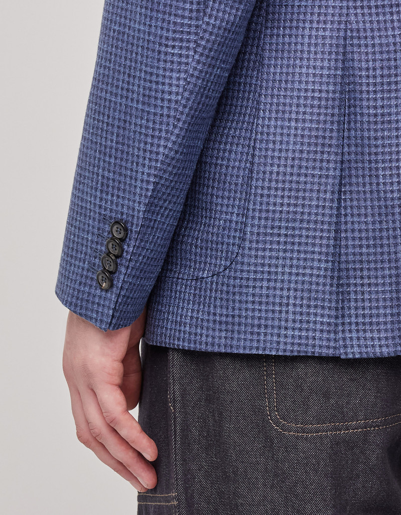 NAVY BLUE TRICOT-EFFECT COTTON JERSEY JACKET 215