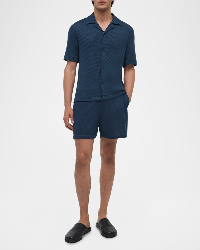 SIMKHAI Men & apos;s Troy Waffle-Weave Short-Sleeve Shirt outlook