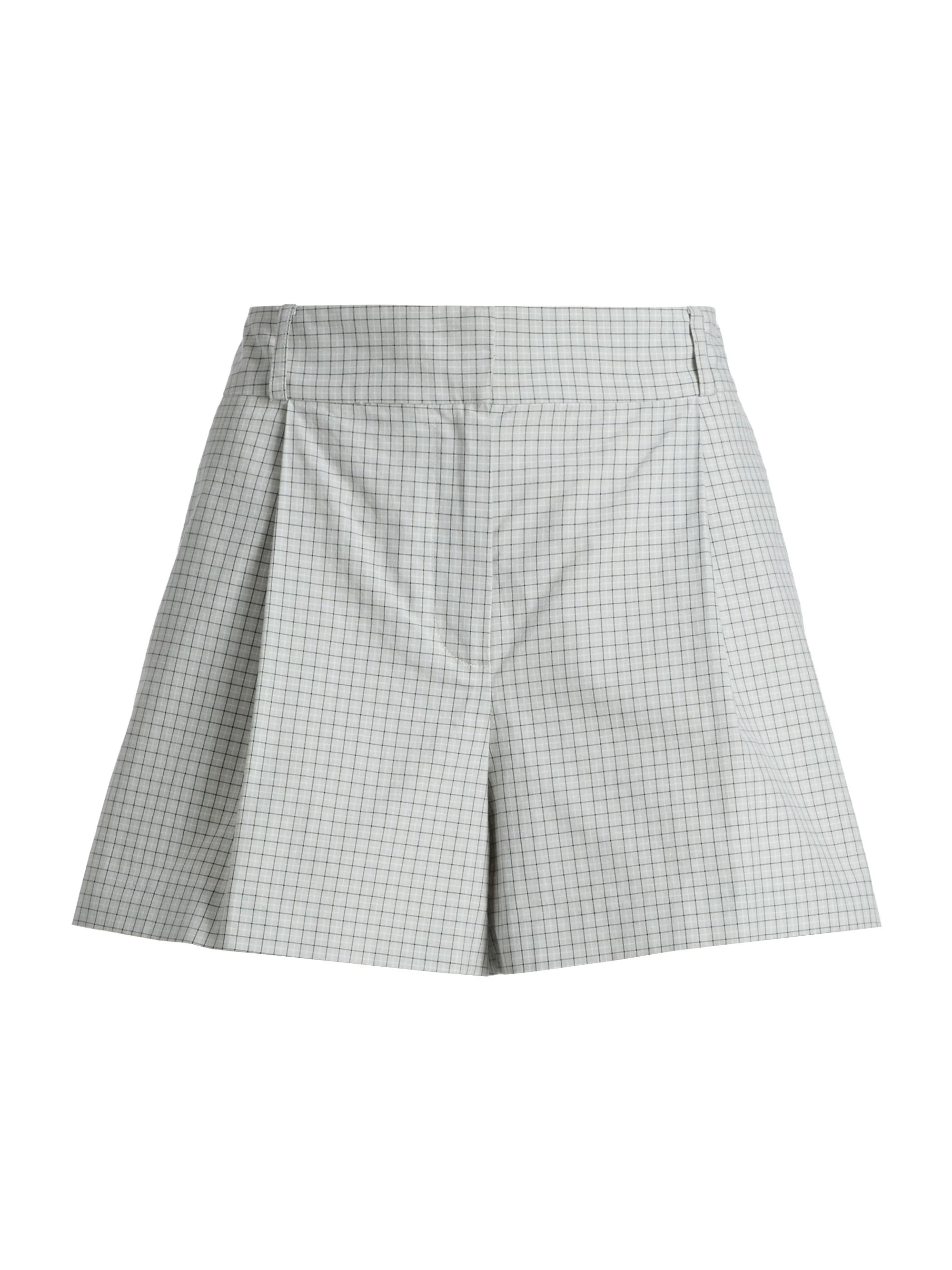 Women's The Lennon Checked Cotton Pleated Shorts - Cool Grey - 1
