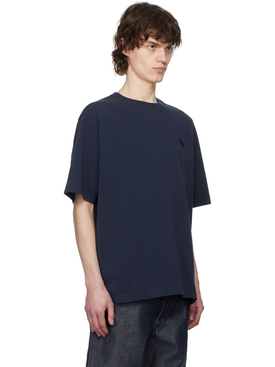 Navy Bold Fox Head Patch Oversize T-shirt - 2