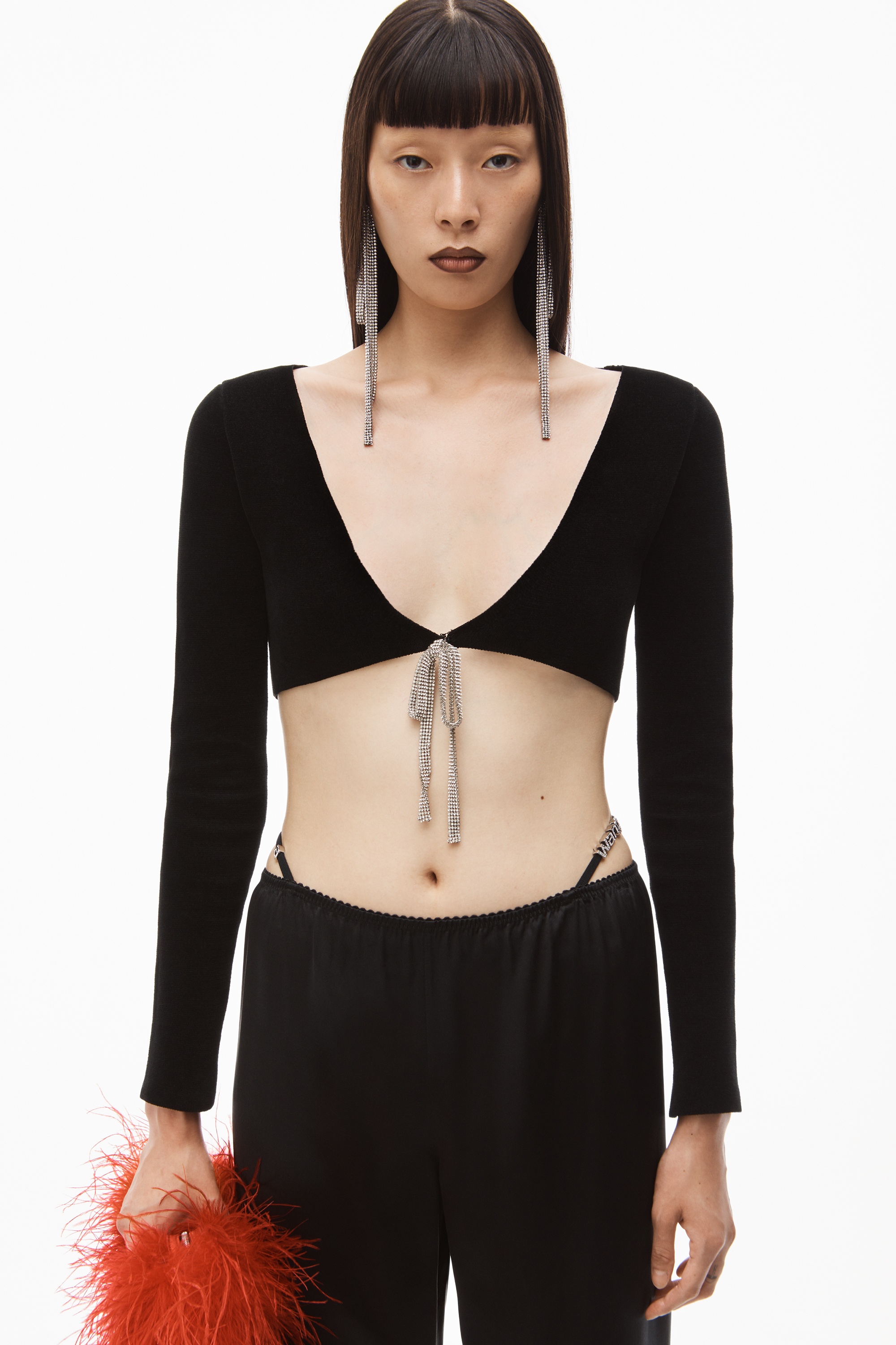 CRYSTAL THONG PANT IN SILK CHARMEUSE - 4