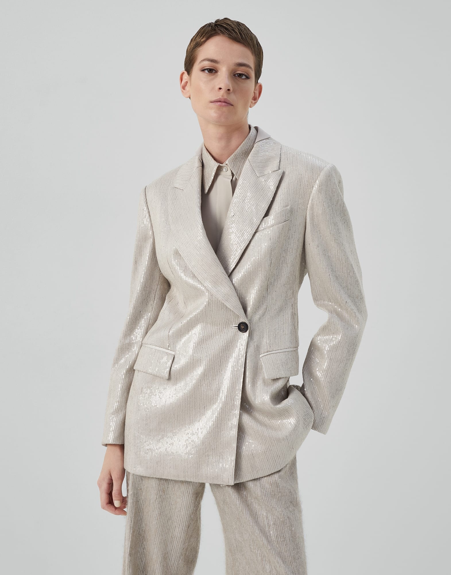 Brunello Cucinelli Dazzling satin blazer | REVERSIBLE