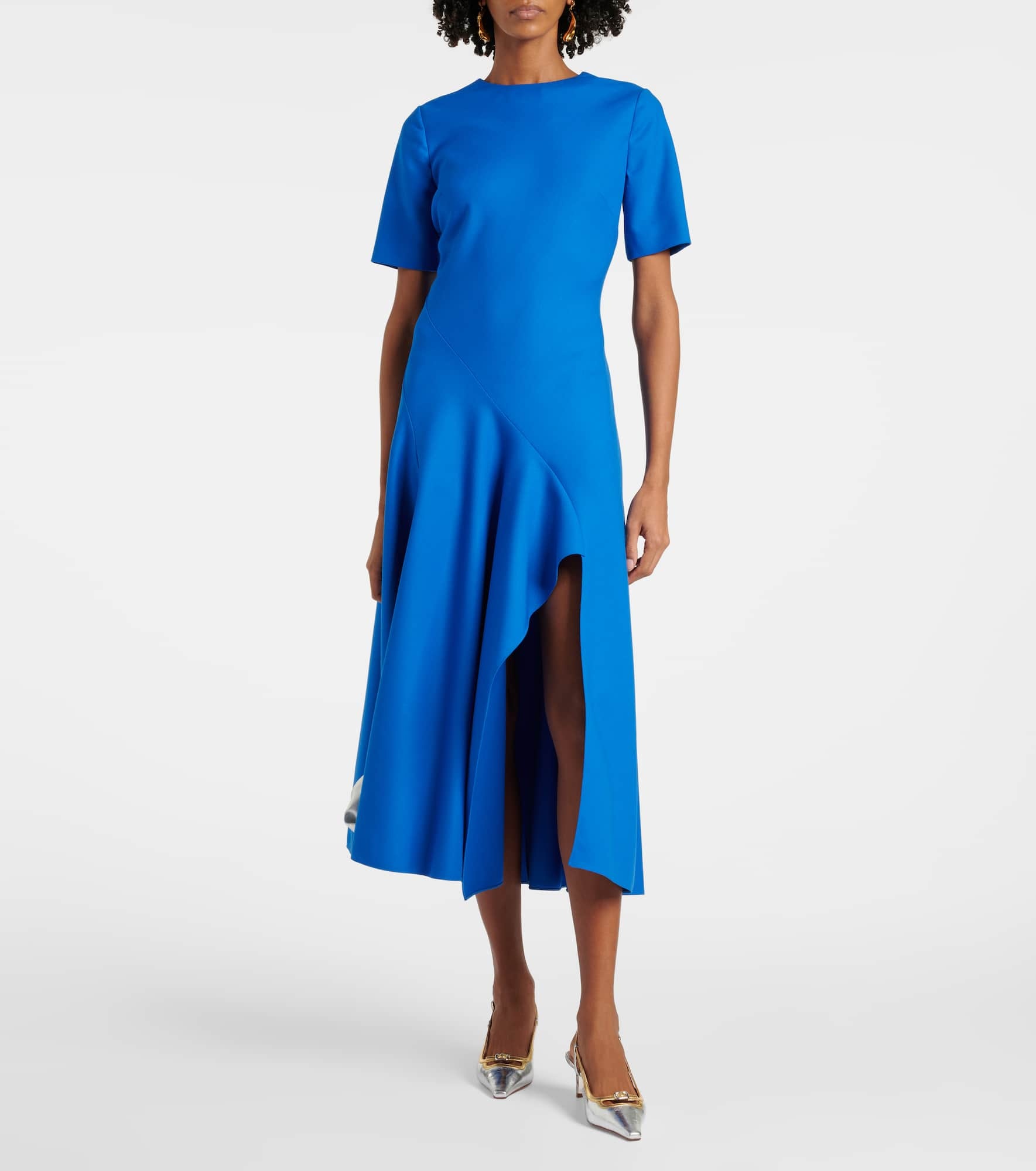 Draped wool-blend midi dress - 2