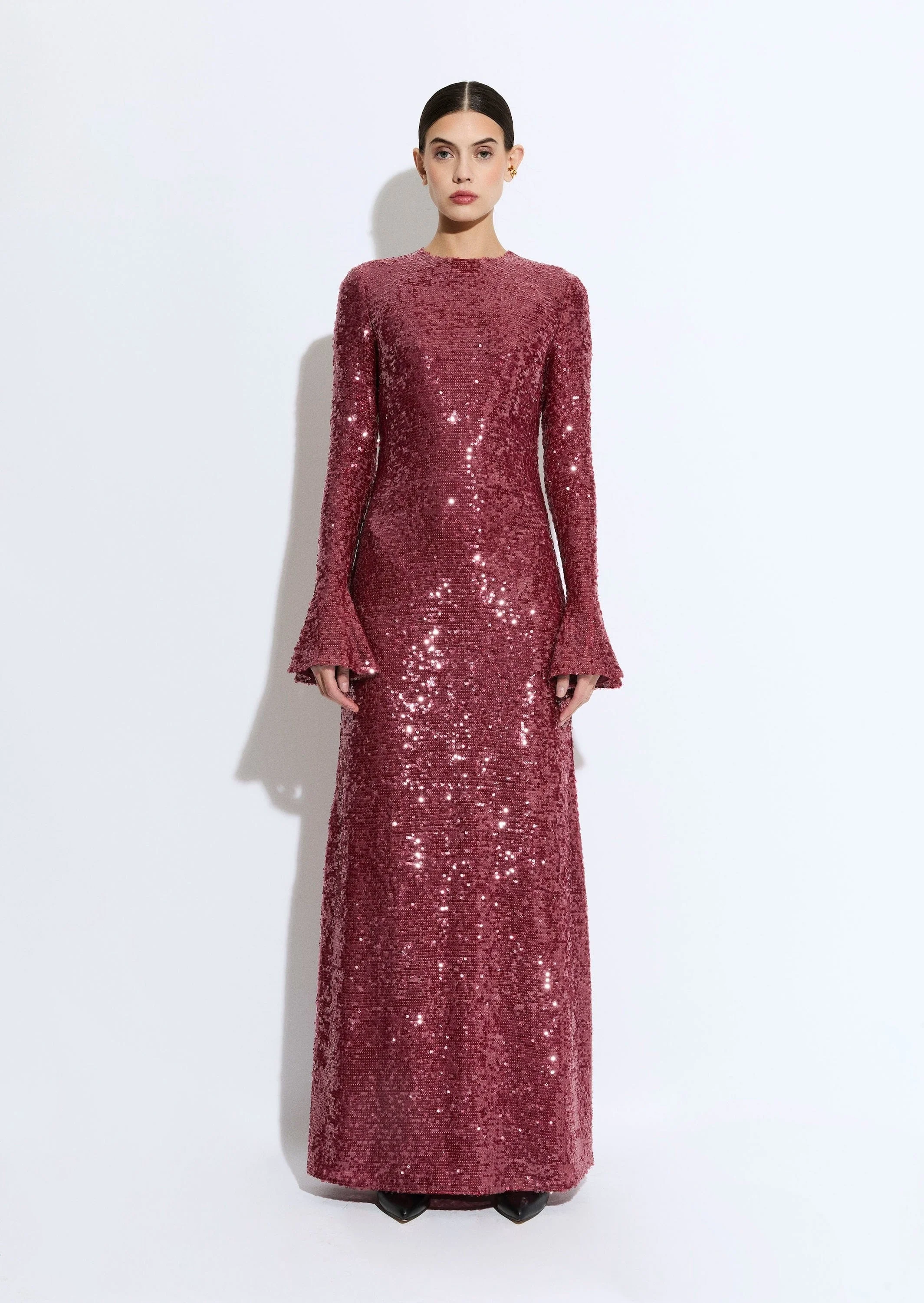green emerald velvet dress SCOOP NECK FIT AND FLARE DRESS WITH PEARL DETAIL – Lucian Matis