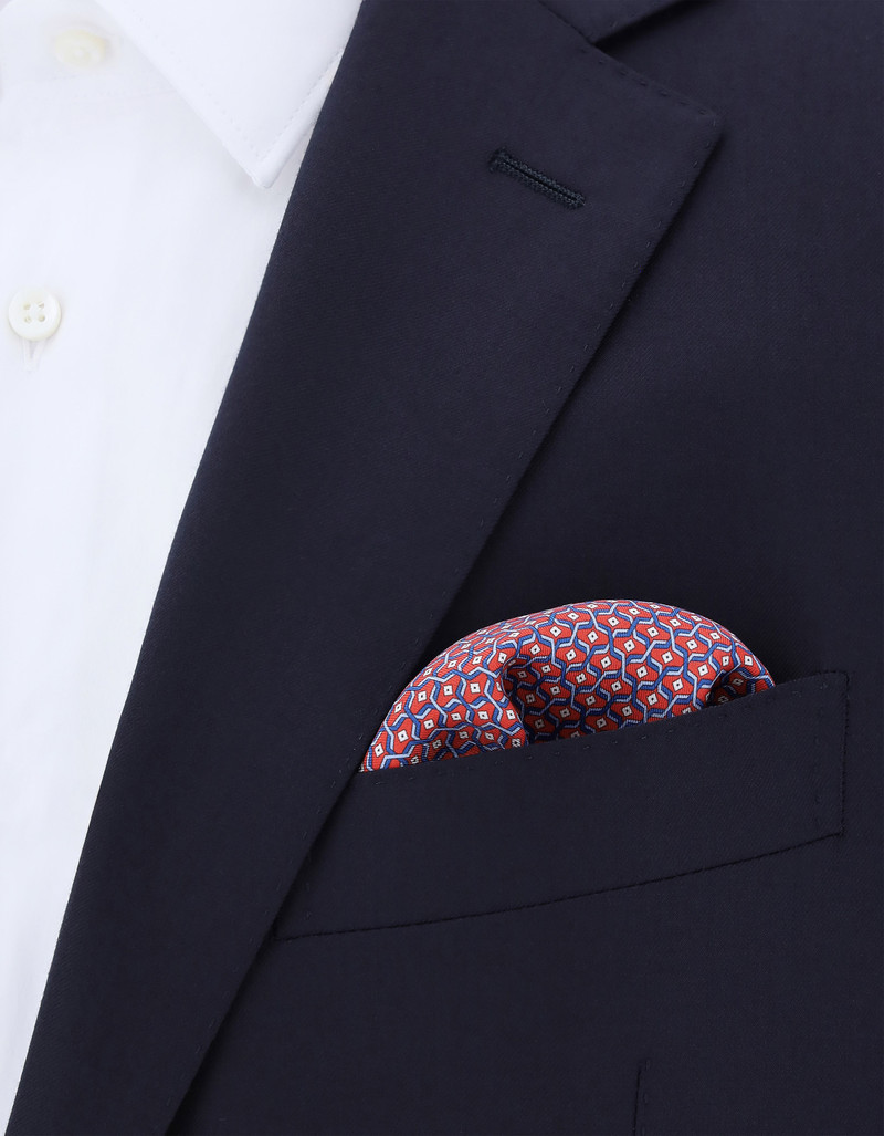 Canali RED PRINTED SILK POCKET SQUARE outlook