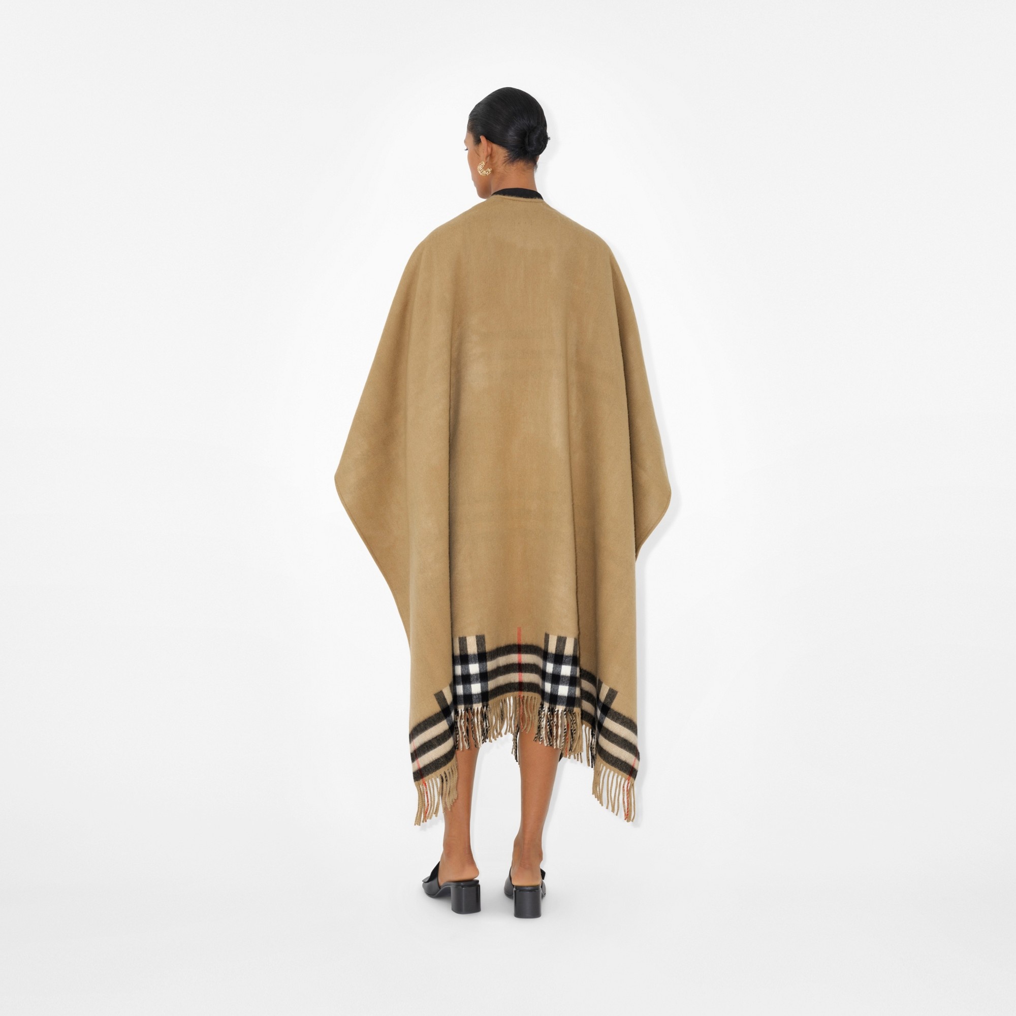 Check Cashmere Wool Cape - 4