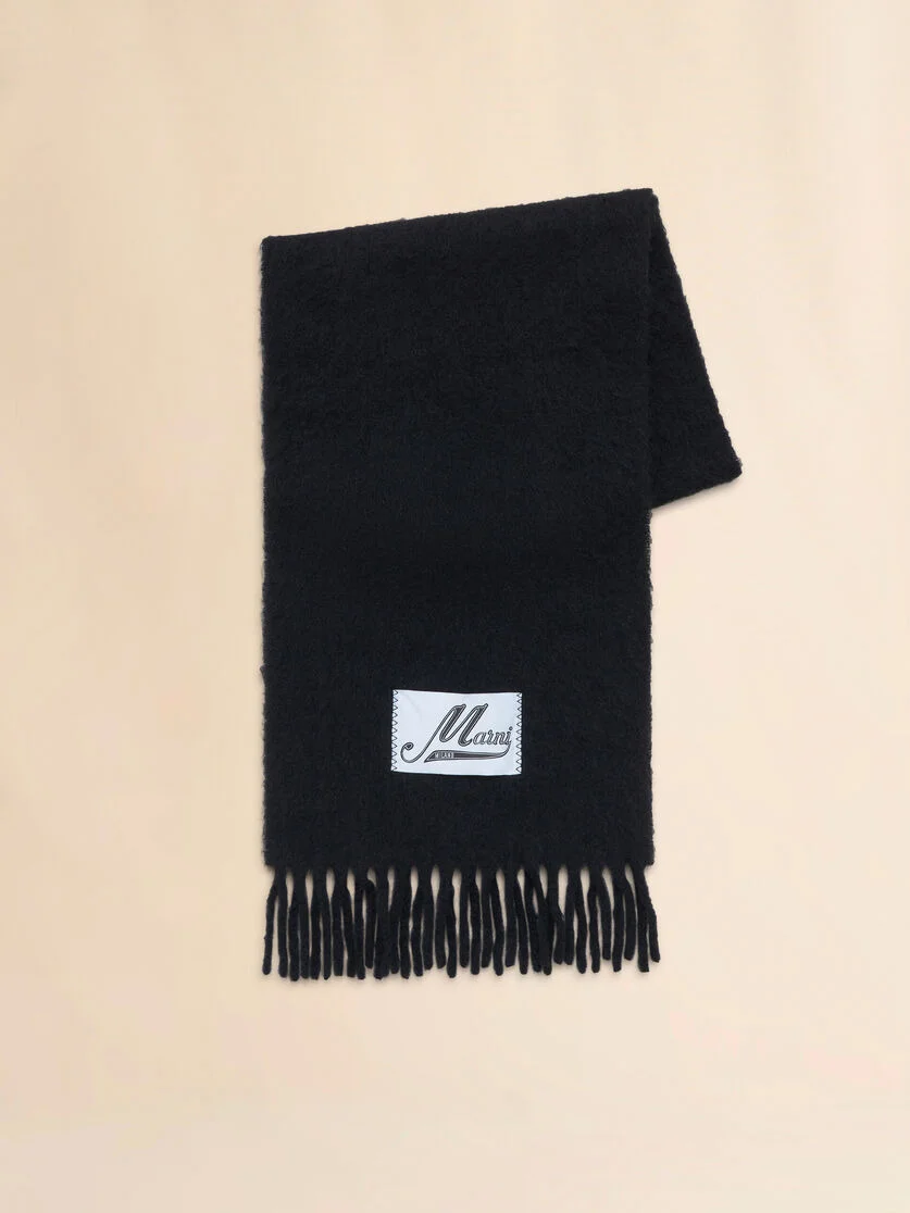 BLACK ALPACA SCARF - 1