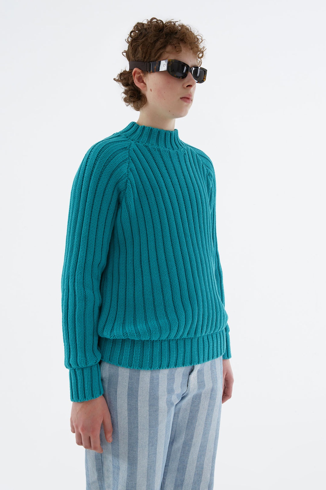 TURQUOISE RAGLAN SWEATER - 1