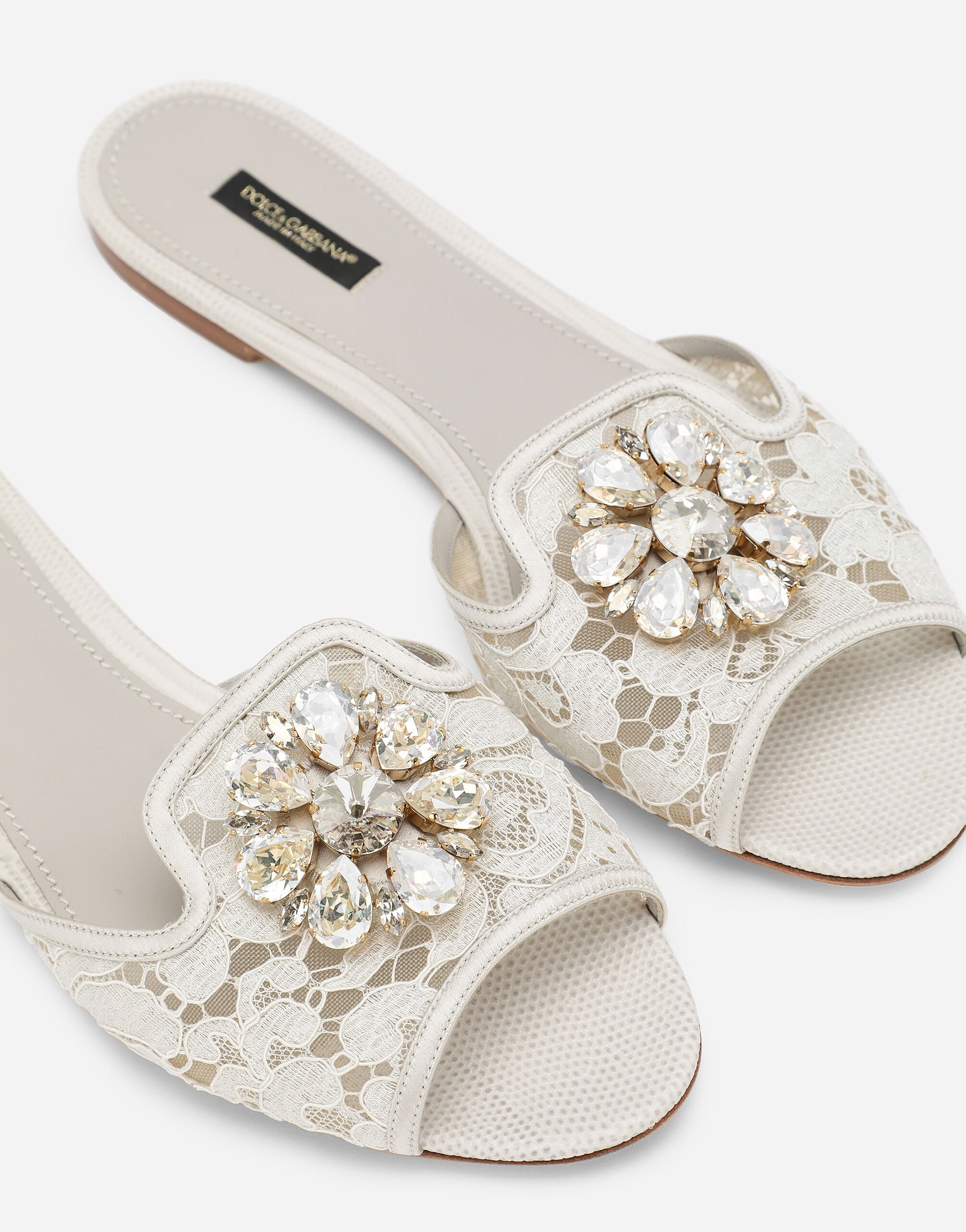 Lace rainbow slides with brooch detailing - 6