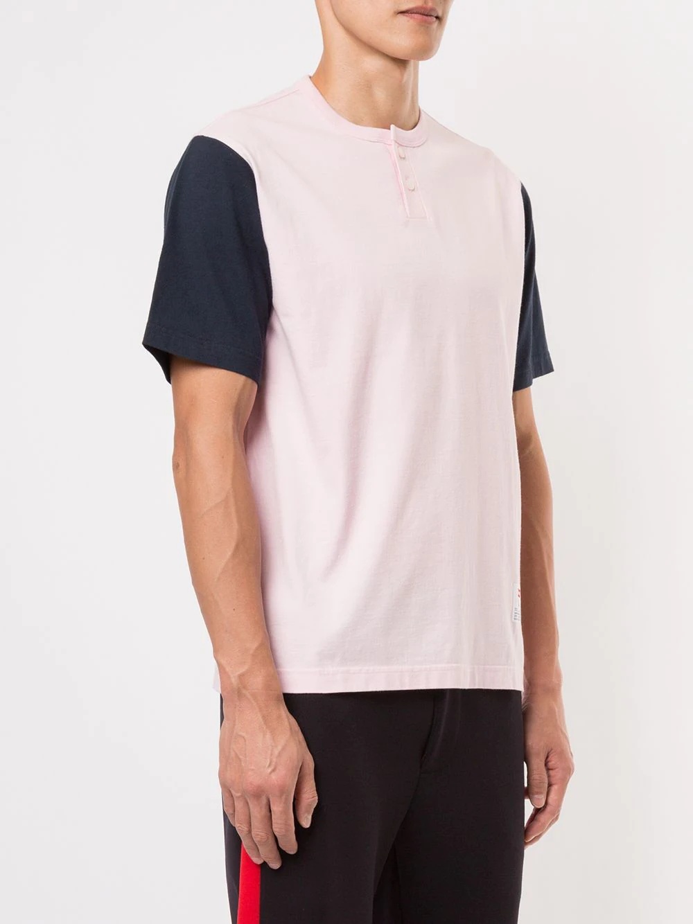 two-tone Henley T-shirt - 3