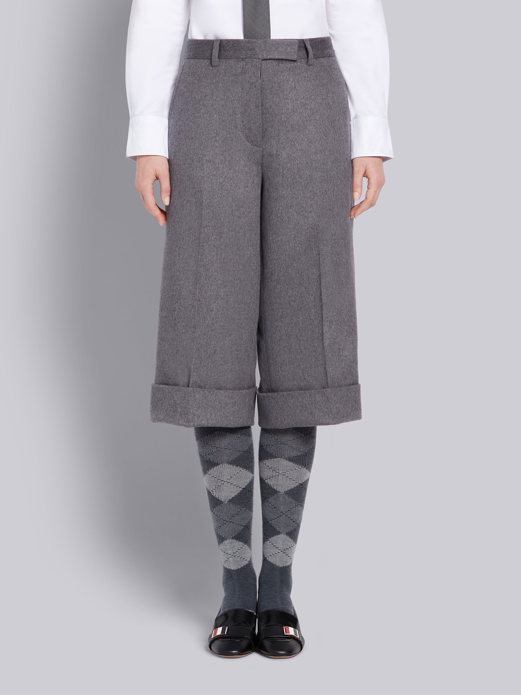 Medium Grey Cashmere Calf Length Sack Trouser - 1