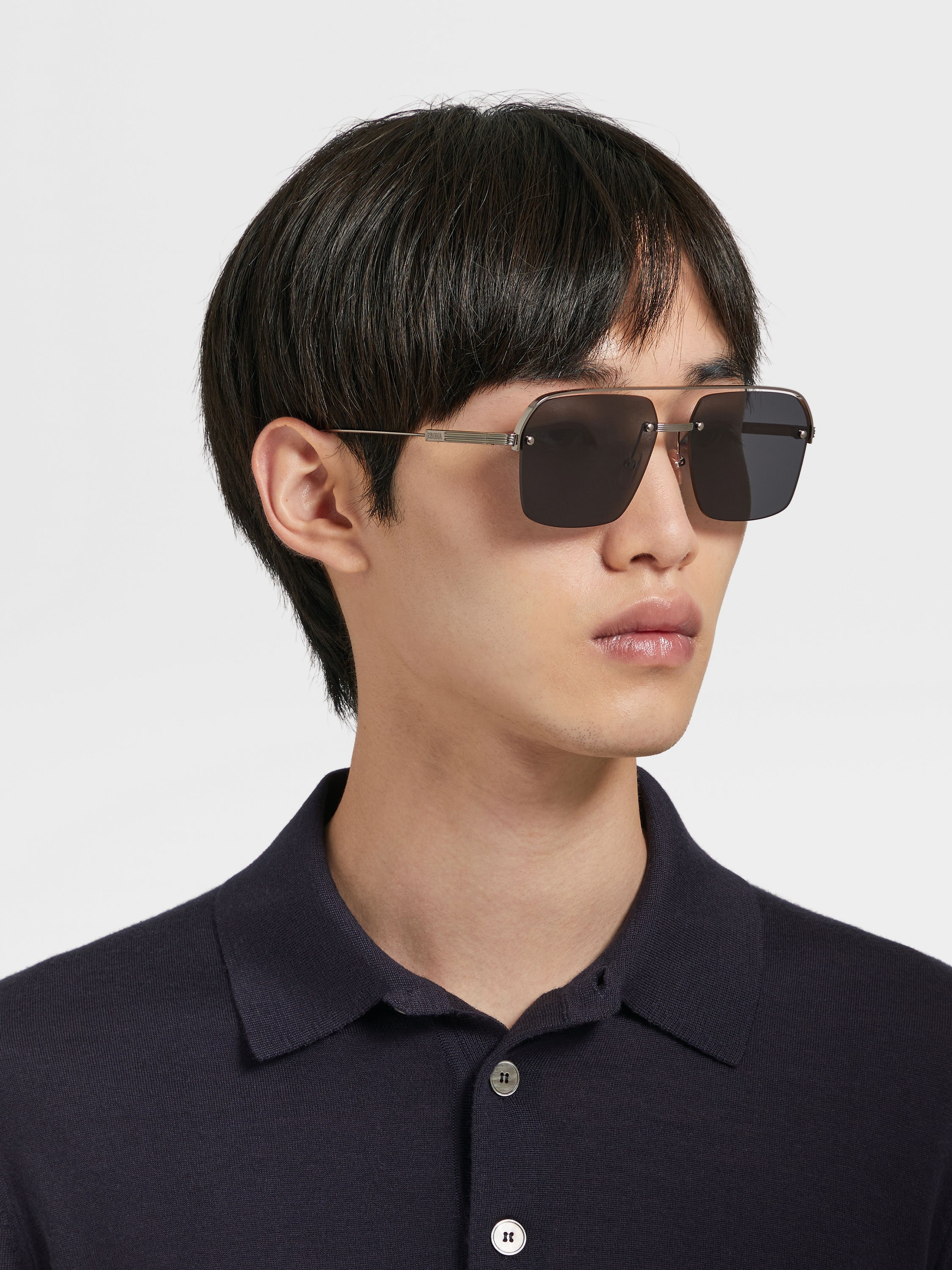 SHINY GUNMETAL METAL SUNGLASSES - 4