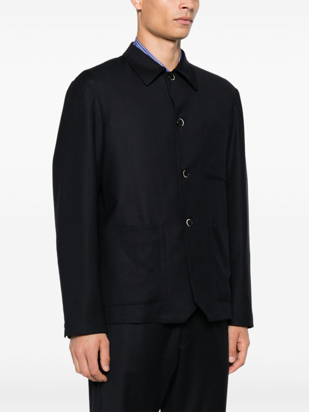 patch-pocket shirt jacket - 3