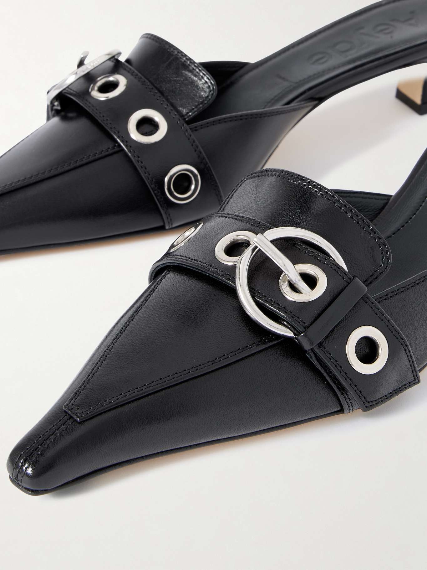 Danielle buckled leather mules Black - 4