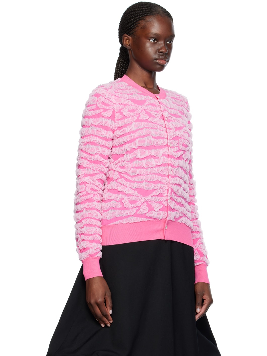 Pink Ruched Cardigan - 2