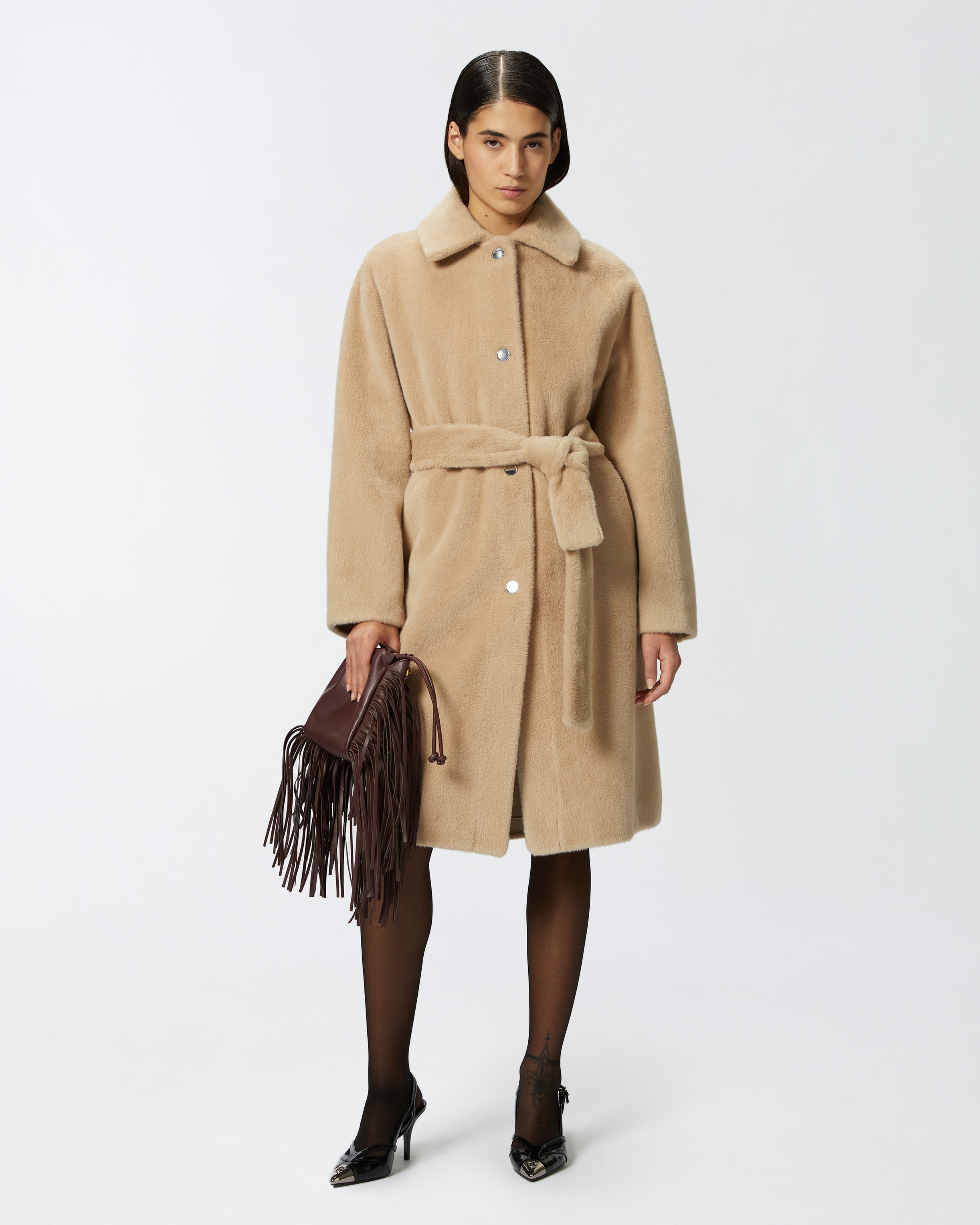 SHORT FUR-EFFECT COAT WITH BELT - 3